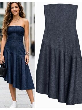 ZARA asymmetric denim dress
